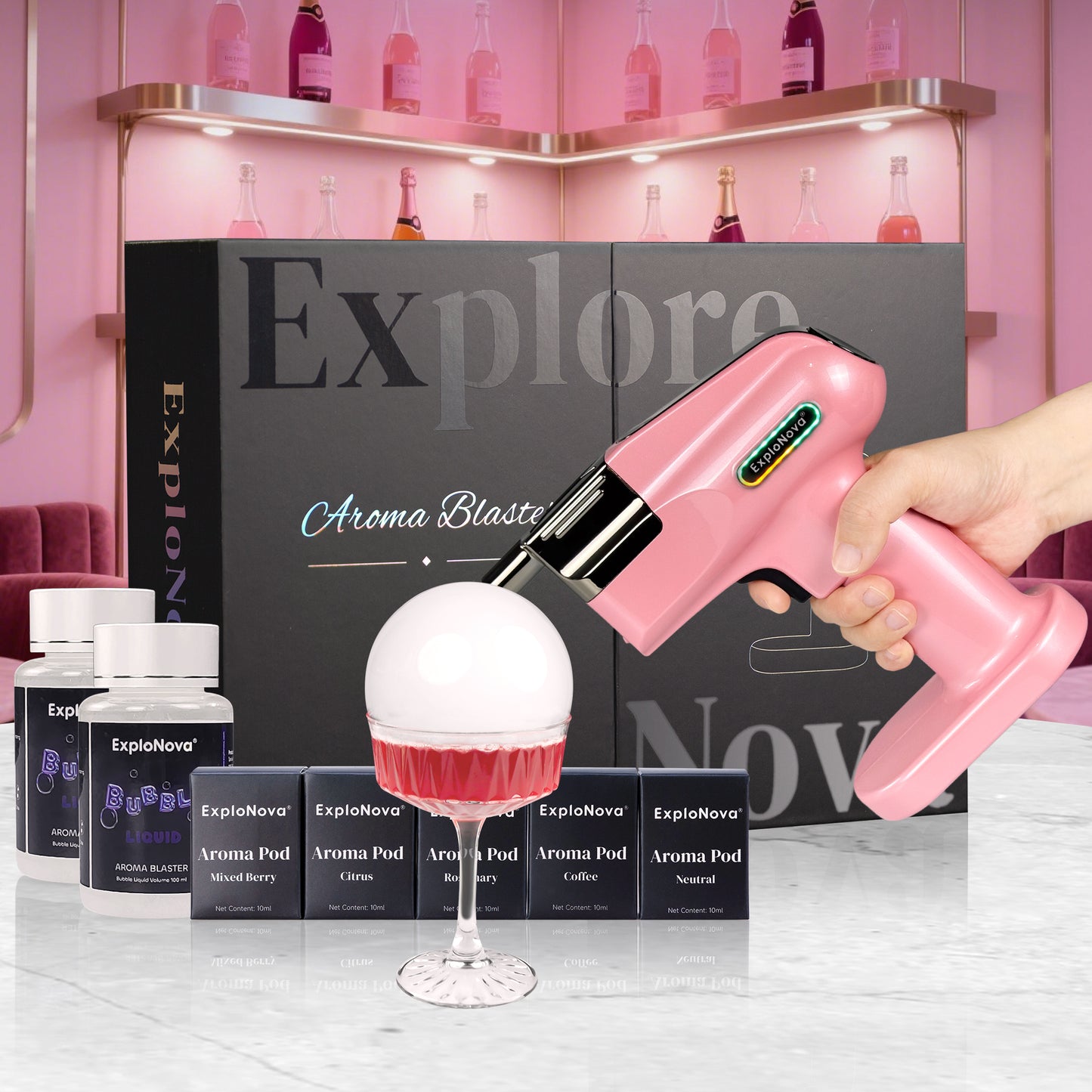 ExploNova Aroma Blaster 2 Kit with 5 Flavour Aroma Pod and Edible Bubble